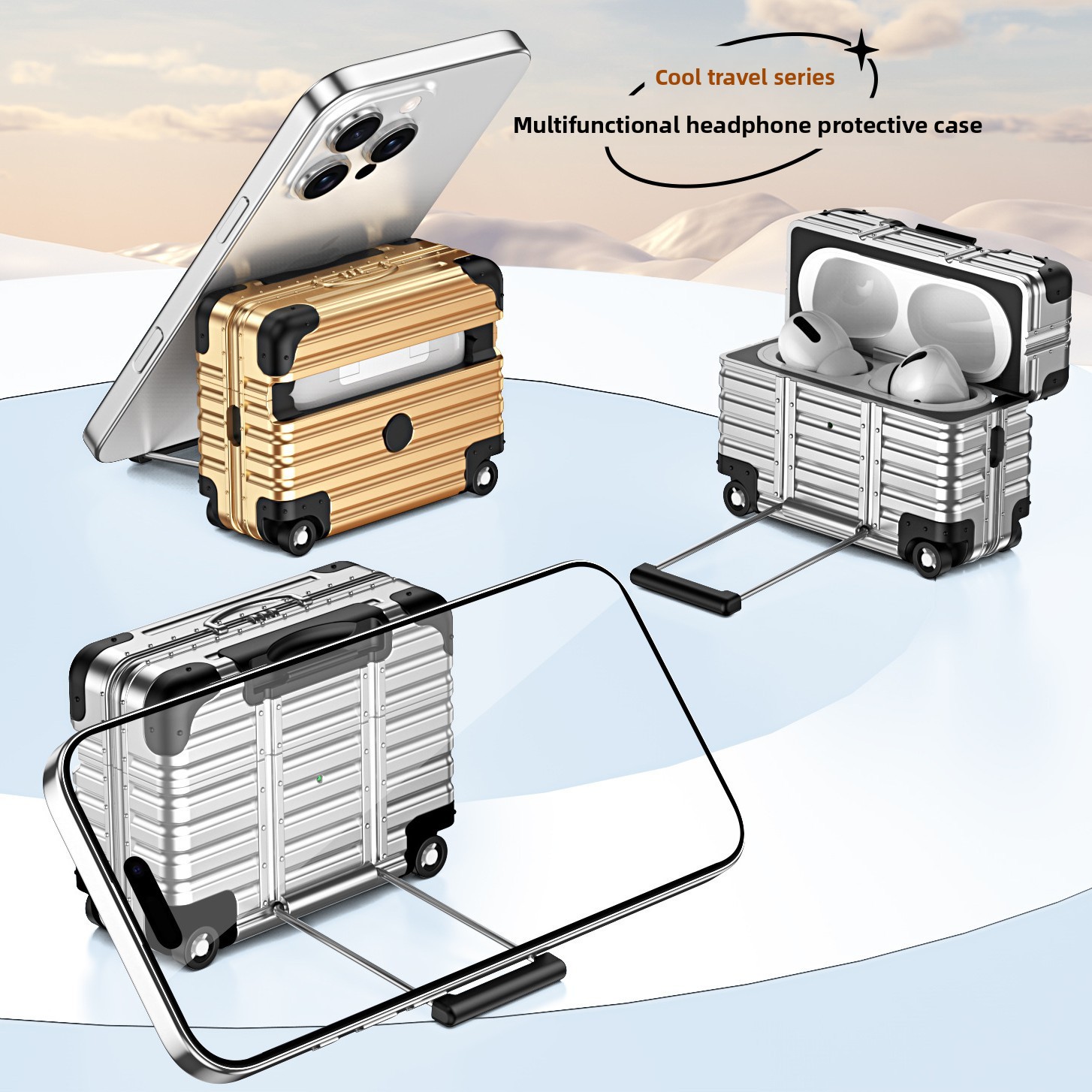 Travel Accessories Apple - Shockproof Mini Luggage Style Protective Case