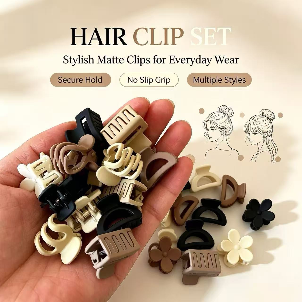 Travel Accessories Gifts For Women - 10/20/30pcs Beige Mixed Pack Small Clips,
