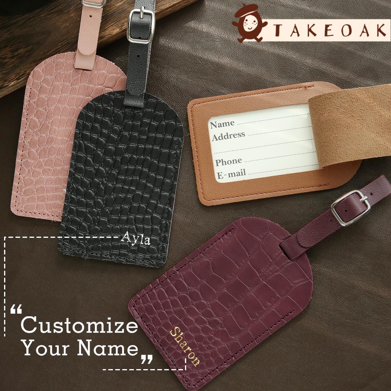 Travel Accessories Logo - Personalized Custom Name Croc Texture Leather