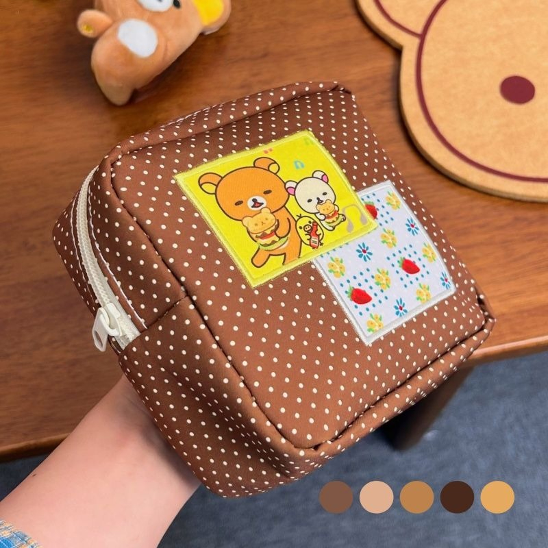 Travel Accessories And Bags - Kawaii Rilakkuma Brown Polka Dot Cosmetic