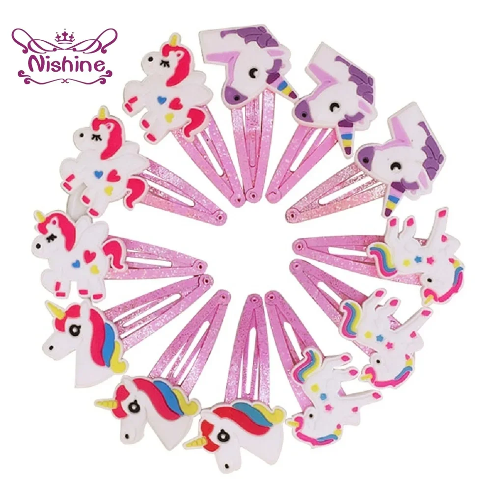 Travel Accessories For 6 Year Old - Nishine 10pcs/lot Unicorn Hair Clips Cartoon