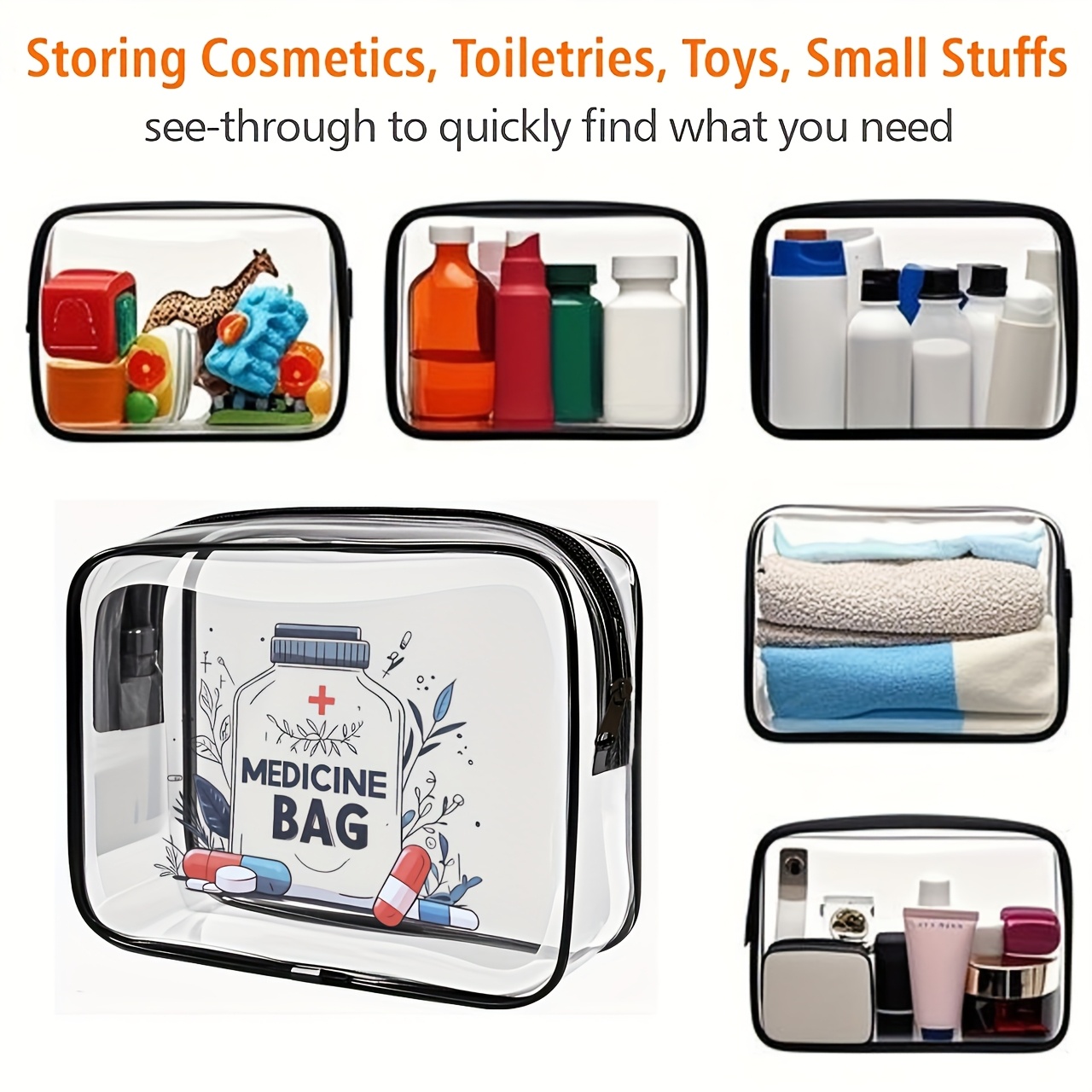 1pc Clear Makeup Bag Transpare - огляд і ціна Toiletry Bag Tsa
